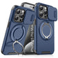 LuxuryKase Shockproof Magnetic Case with Slide Camera Cover | 360° Rotating Ring Kickstand | Mag-Safe Compatible | Rugged Armor Protection For iPhone Series