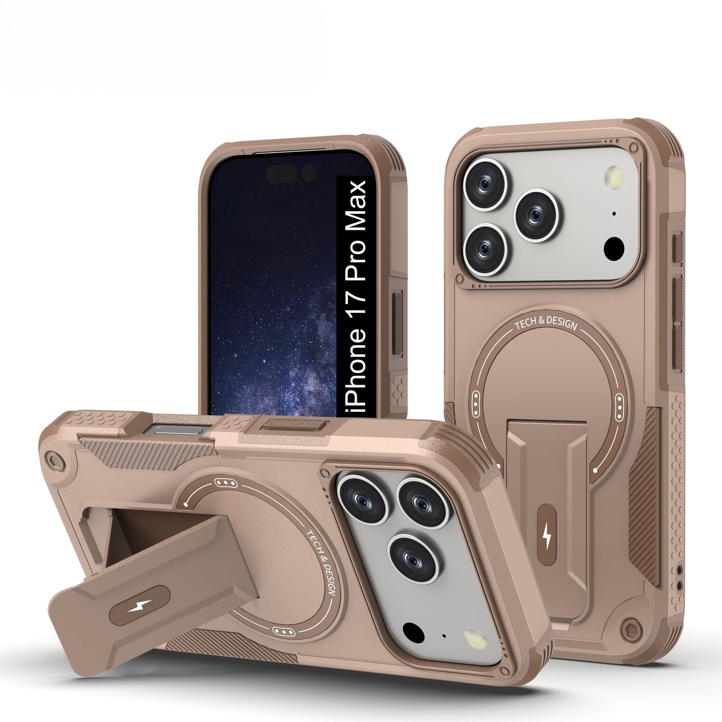 US LITE Back Cover with Portable Kickstand | Mag-Safe Compatible Magnetic Case | Shockproof Military Grade Protection | Rugged Armor Design Phone Cover For iPhone & Samsung