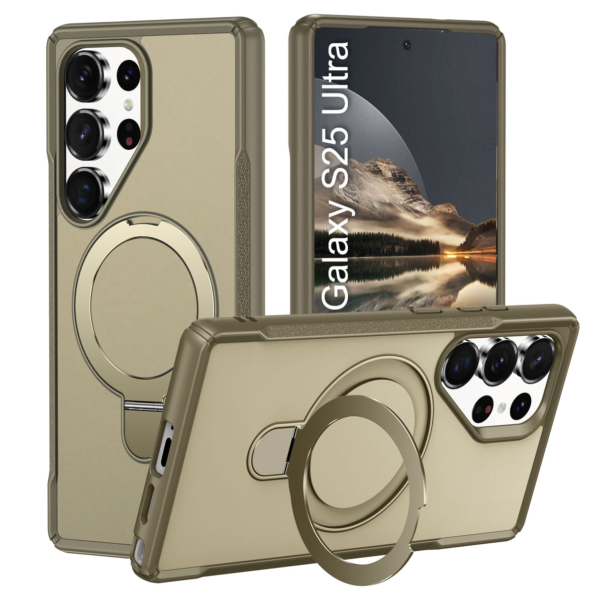 LuxuryKase Shockproof Back Cover with 90° Rotating Ring Kickstand | Mag-Safe Compatible | Rugged Armor Protection Case For iPhone & Samsung Series