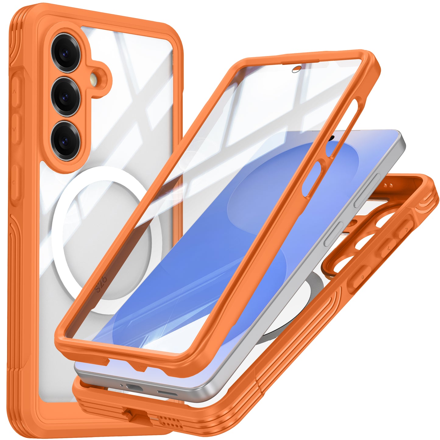 LuxuryKase Shockproof Front & Back Cover with Full Body Protection | Strong Grip | Camera & Screen Guard | Wireless Charging Support | Durable TPU+PC Design Cover For iPhone & Samsung Series