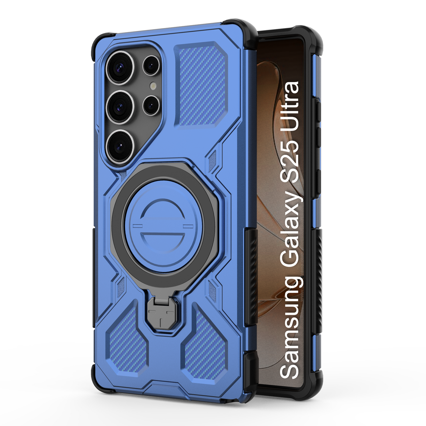 LuxuryKase Armour Ring Stand Case | 360° Rotating Kickstand | Heavy Duty Protection | Rugged Hybrid TPU+PC Design | Camera Protection | MagSafe Compatible For iPhone & Samsung Series