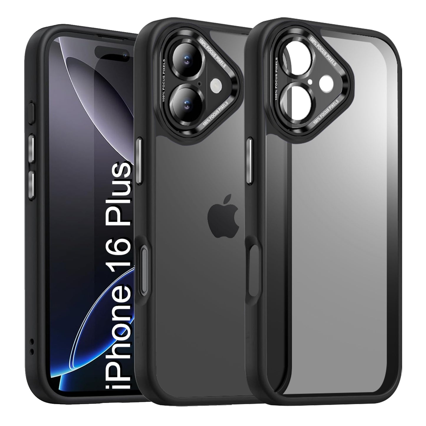 LuxuryKase Shockproof Transparent Back Cover Case | Anti-Scratch Hard PC Back | Soft TPU Bumper | Camera Protection | Slim Fit Design Case For iPhone 16 & 16 Plus