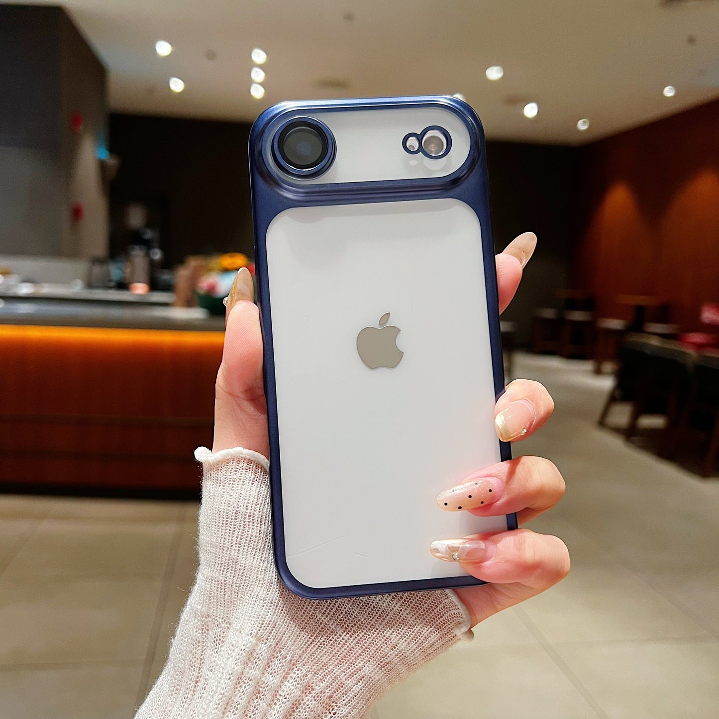 LuxuryKase Hybrid Frosted Clear Case | Matte Hard Back Cover | Metallic Frame | Shockproof Slim Design | Anti-Fingerprint | In-Built Camera Lens Protection For iPhone