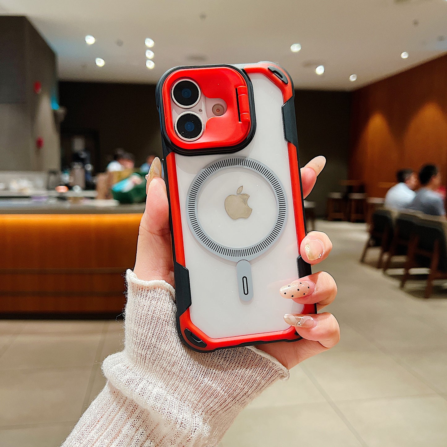 LuxuryKase LK164 Invisible Stand Transparent Magnetic Mag-Safe Wireless Charger Case Cover For iPhone