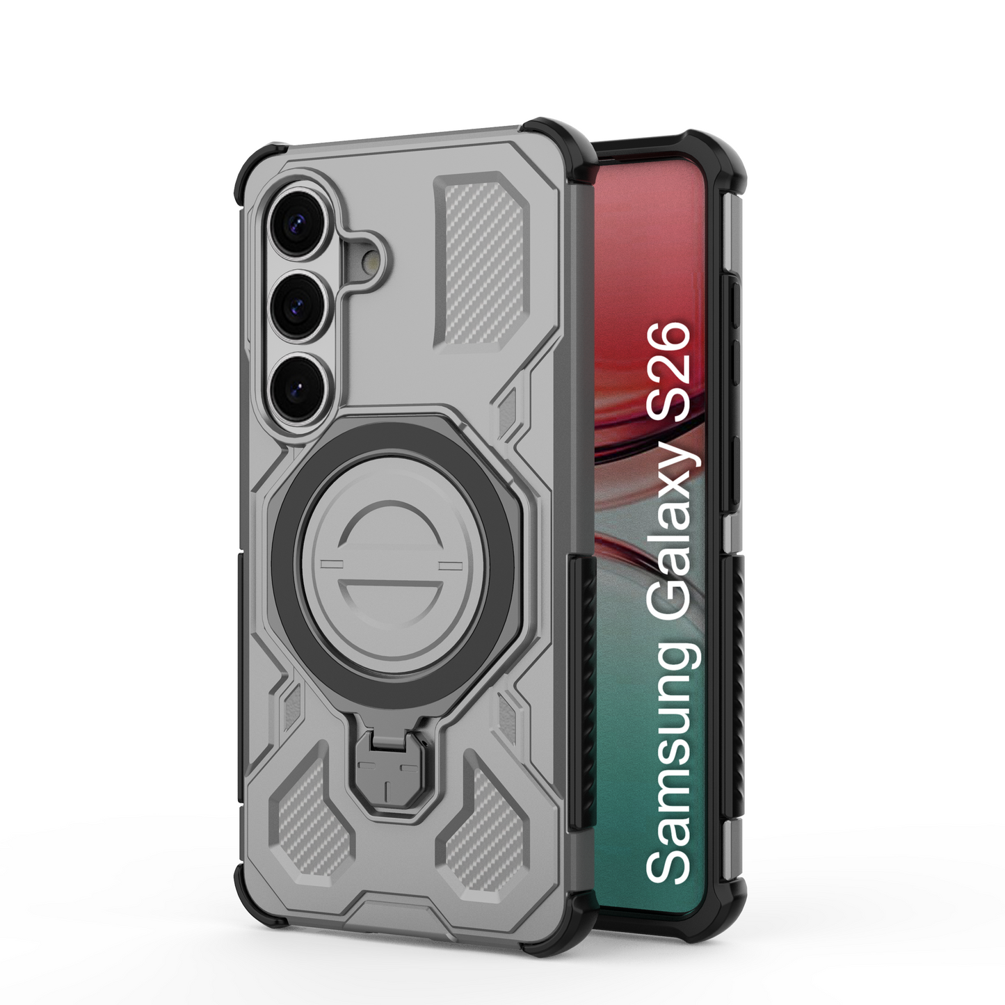 LuxuryKase Armour Ring Stand Case | 360° Rotating Kickstand | Heavy Duty Protection | Rugged Hybrid TPU+PC Design | Camera Protection | MagSafe Compatible For iPhone & Samsung Series