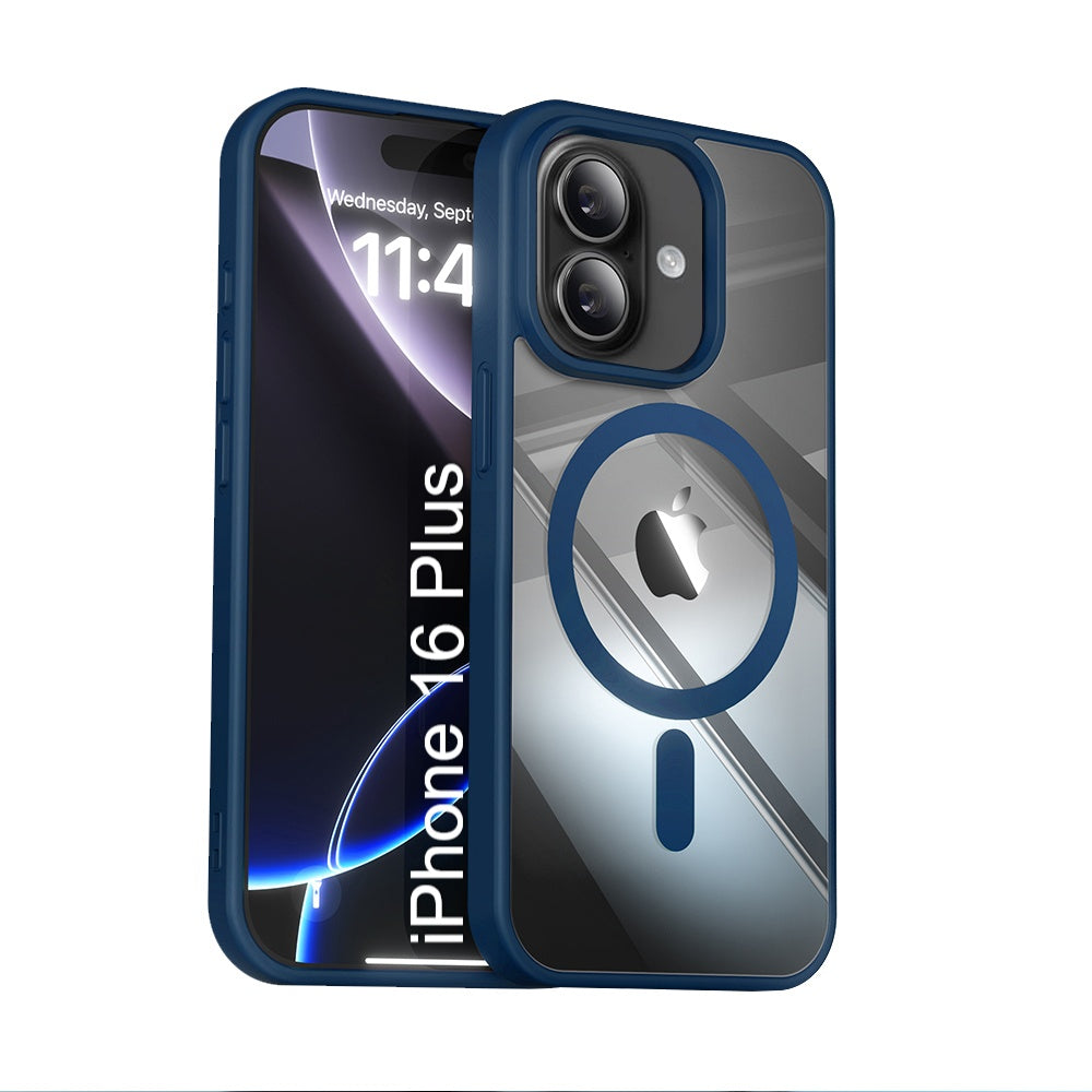 LuxuryKase Mag-Safe Compatible Transparent Back Case with Shockproof Bumper | Raised Camera Protection | Slim Fit Design | Wireless Charging Support For iPhone & Samsung Series