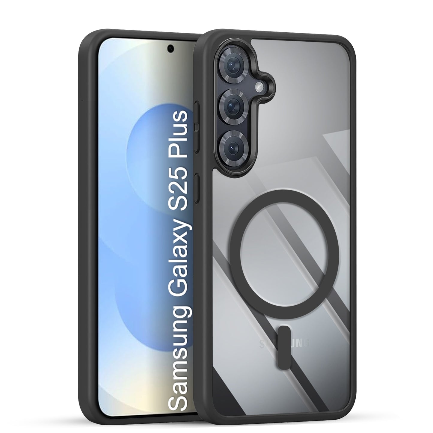 LuxuryKase Mag-Safe Compatible Transparent Back Case with Shockproof Bumper | Raised Camera Protection | Slim Fit Design | Wireless Charging Support For iPhone & Samsung Series