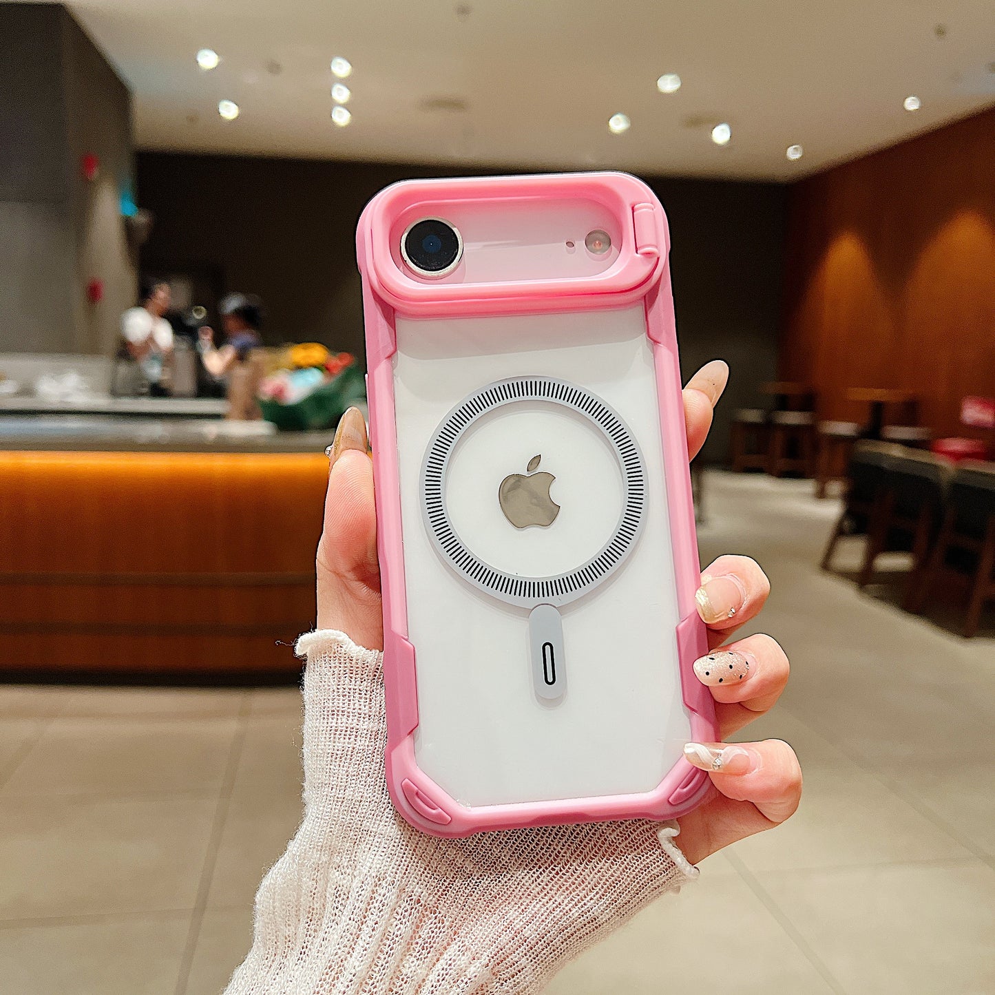 LuxuryKase LK164 Invisible Stand Transparent Magnetic Mag-Safe Wireless Charger Case Cover For iPhone