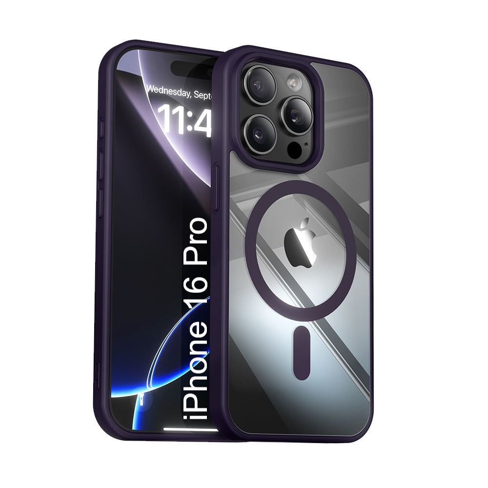 LuxuryKase Mag-Safe Compatible Transparent Back Case with Shockproof Bumper | Raised Camera Protection | Slim Fit Design | Wireless Charging Support For iPhone & Samsung Series