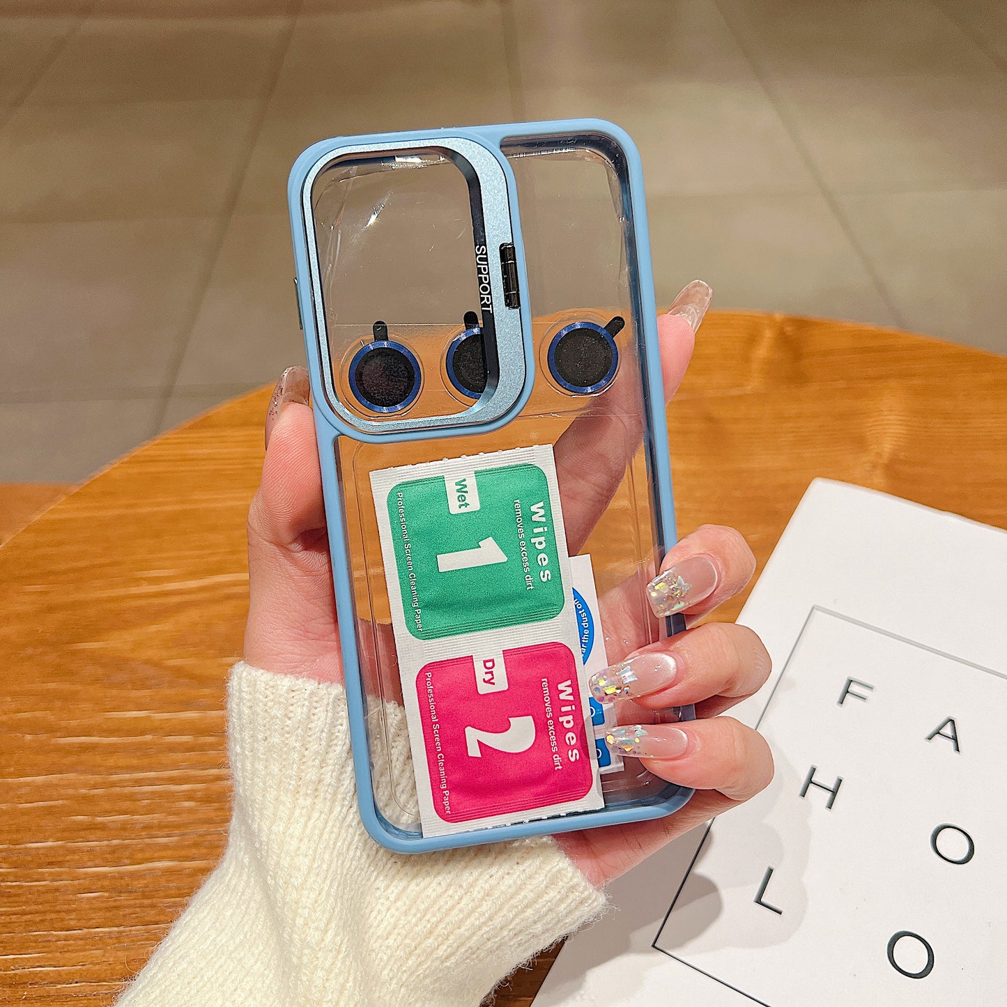 LuxuryKase Clear Case | Metal Lens Protector & 180° Rotating Bracket | Shockproof Transparent Hard Back Cover with Soft TPU Frame For iPhone & Samsung