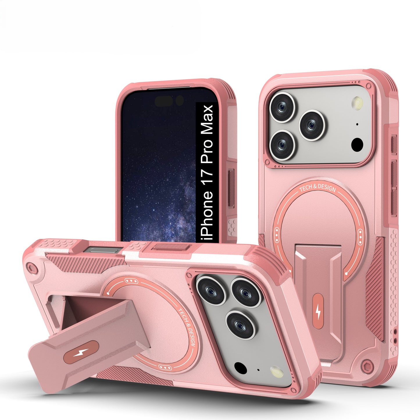 US LITE Back Cover with Portable Kickstand | Mag-Safe Compatible Magnetic Case | Shockproof Military Grade Protection | Rugged Armor Design Phone Cover For iPhone & Samsung