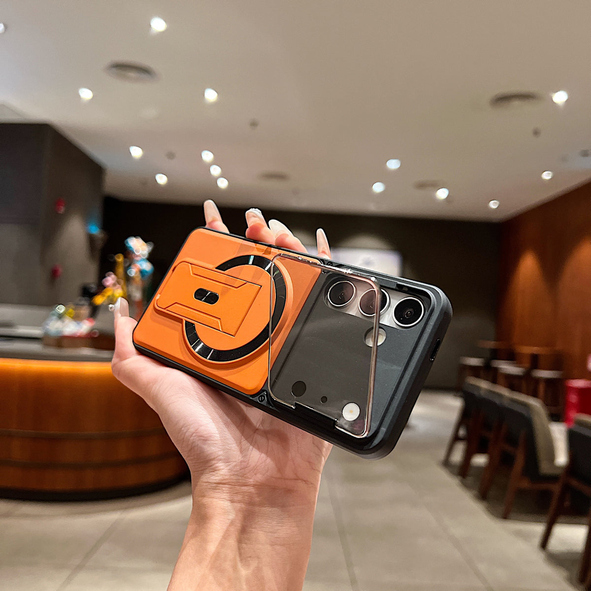 LuxuryKase Hybrid Armour Case | Built-In Foldable Kickstand | Flip Camera Lens Protection Frame Design | MagSafe Compatible | Rugged PC & TPU Cover For iPhone & Samsung Series