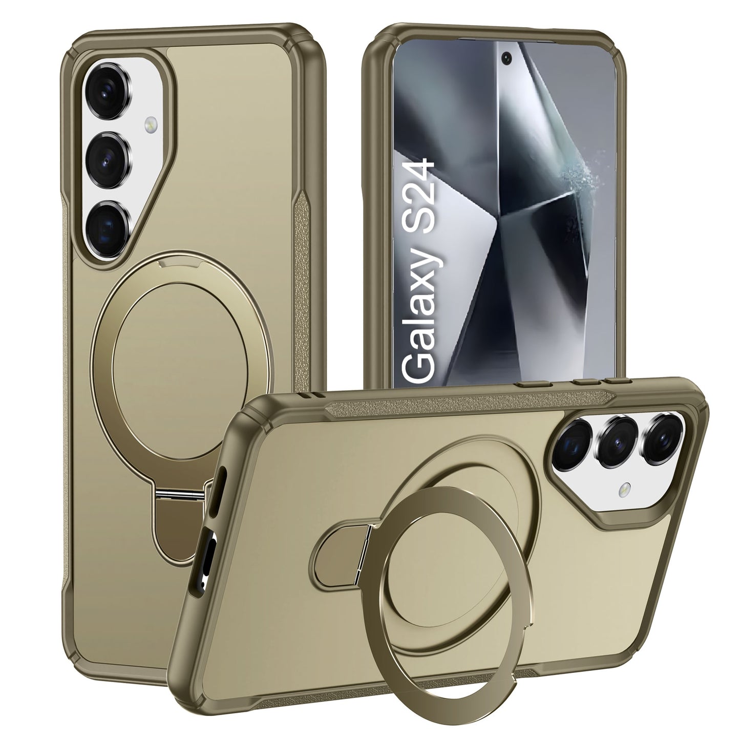 LuxuryKase Shockproof Back Cover with 90° Rotating Ring Kickstand | Mag-Safe Compatible | Rugged Armor Protection Case For iPhone & Samsung Series