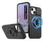 LuxuryKase Mag-Safe Shockproof Rugged Back Case with Finger Ring Kickstand & Sliding Camera Cover | Military Drop Protection | Wireless Charging Support For iPhone Series