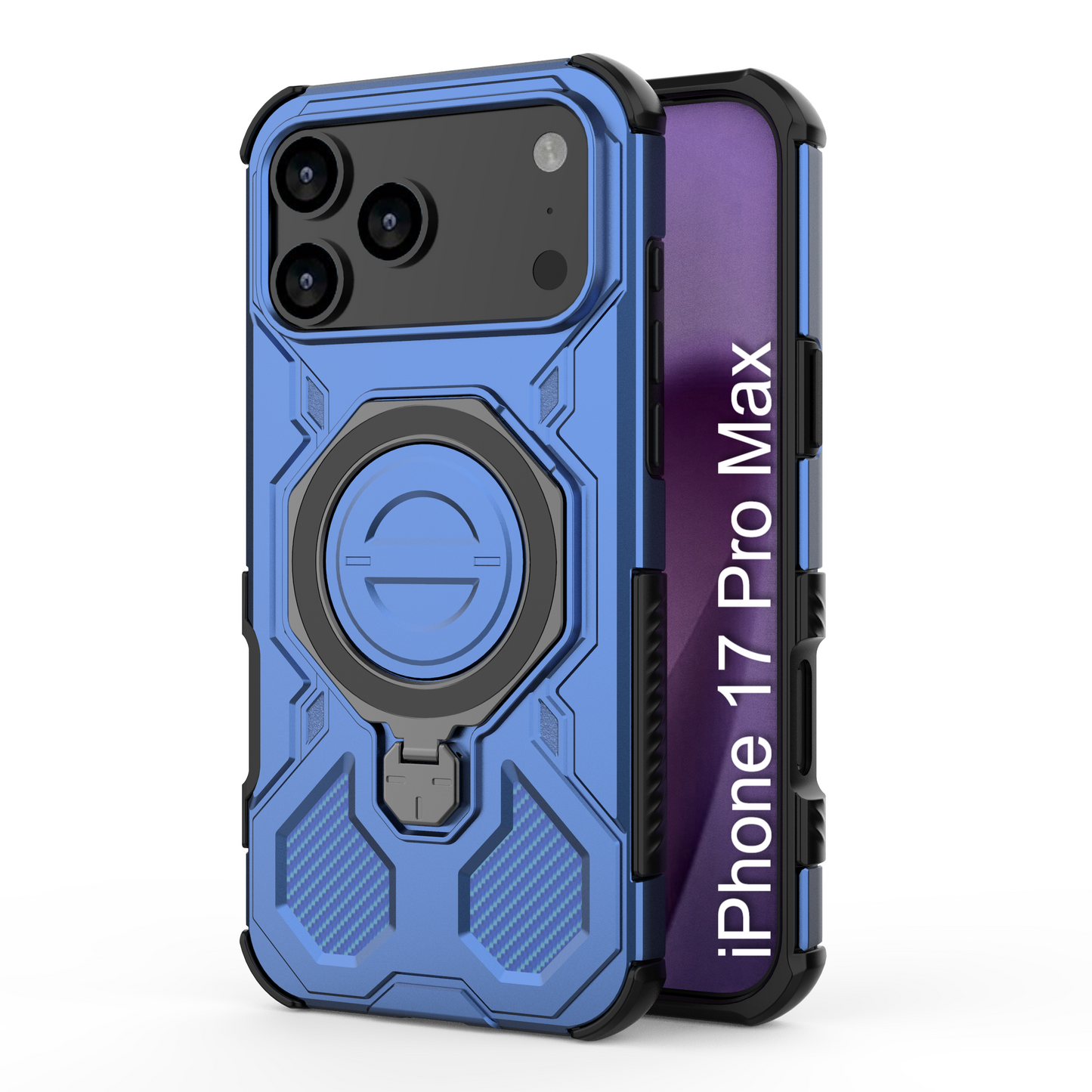 LuxuryKase Armour Ring Stand Case | 360° Rotating Kickstand | Heavy Duty Protection | Rugged Hybrid TPU+PC Design | Camera Protection | MagSafe Compatible For iPhone & Samsung Series