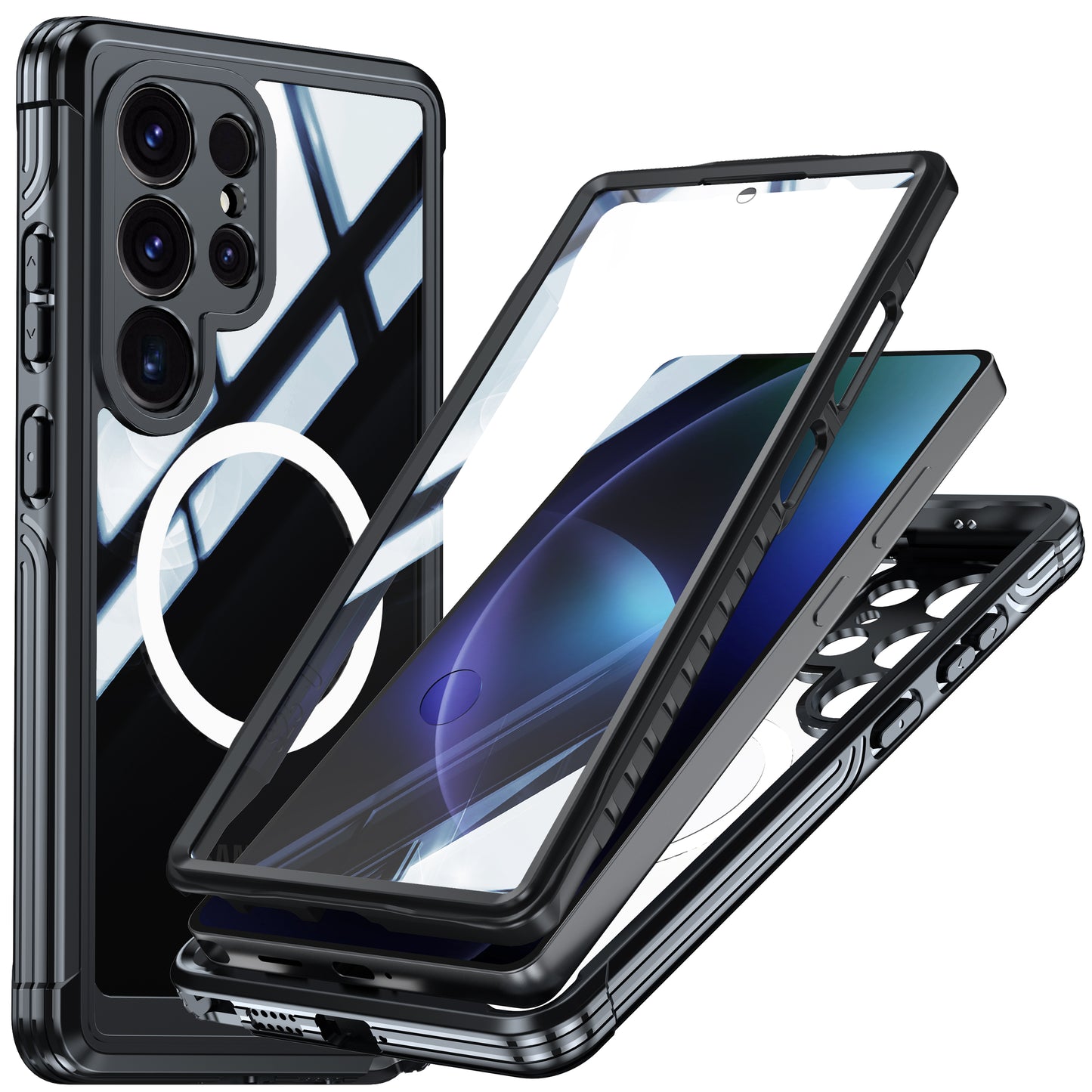 LuxuryKase Shockproof Front & Back Cover with Full Body Protection | Strong Grip | Camera & Screen Guard | Wireless Charging Support | Durable TPU+PC Design Cover For iPhone & Samsung Series