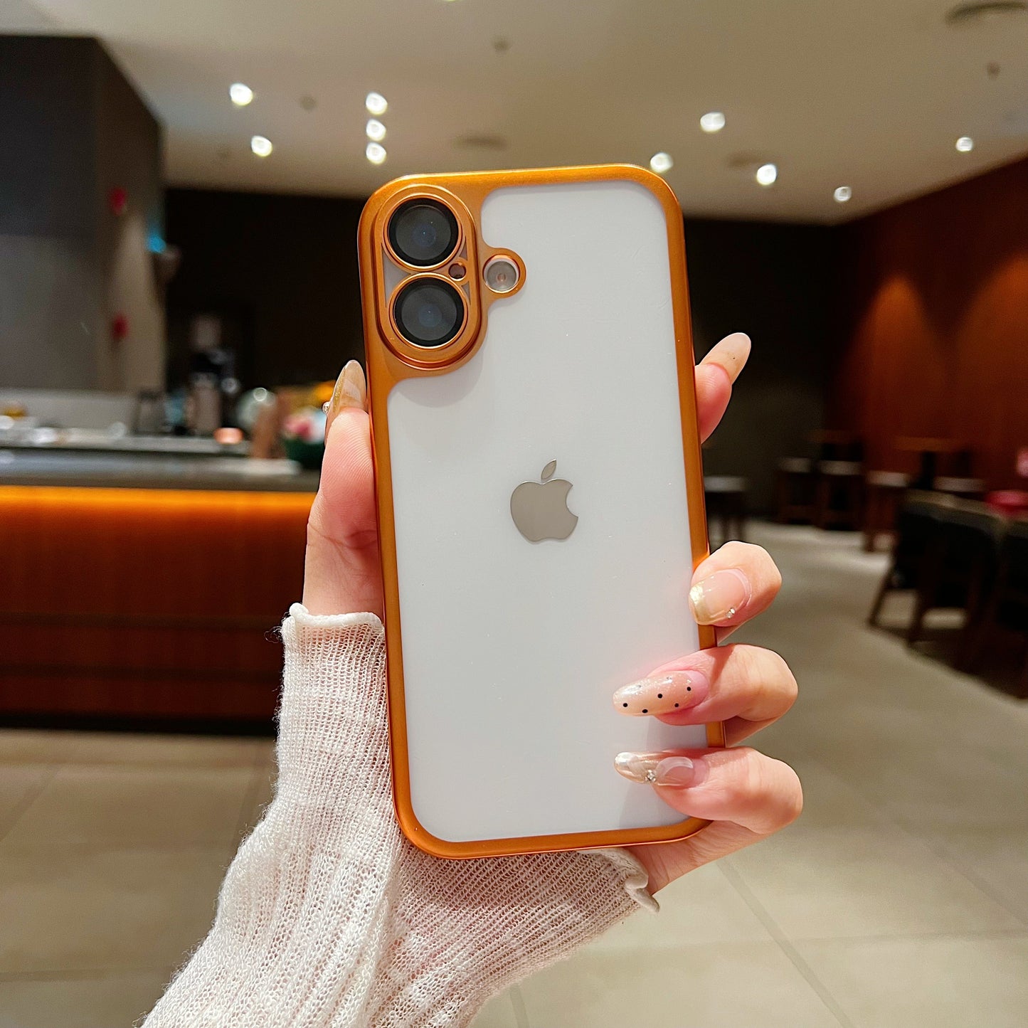 LuxuryKase Hybrid Frosted Clear Case | Matte Hard Back Cover | Metallic Frame | Shockproof Slim Design | Anti-Fingerprint | In-Built Camera Lens Protection For iPhone