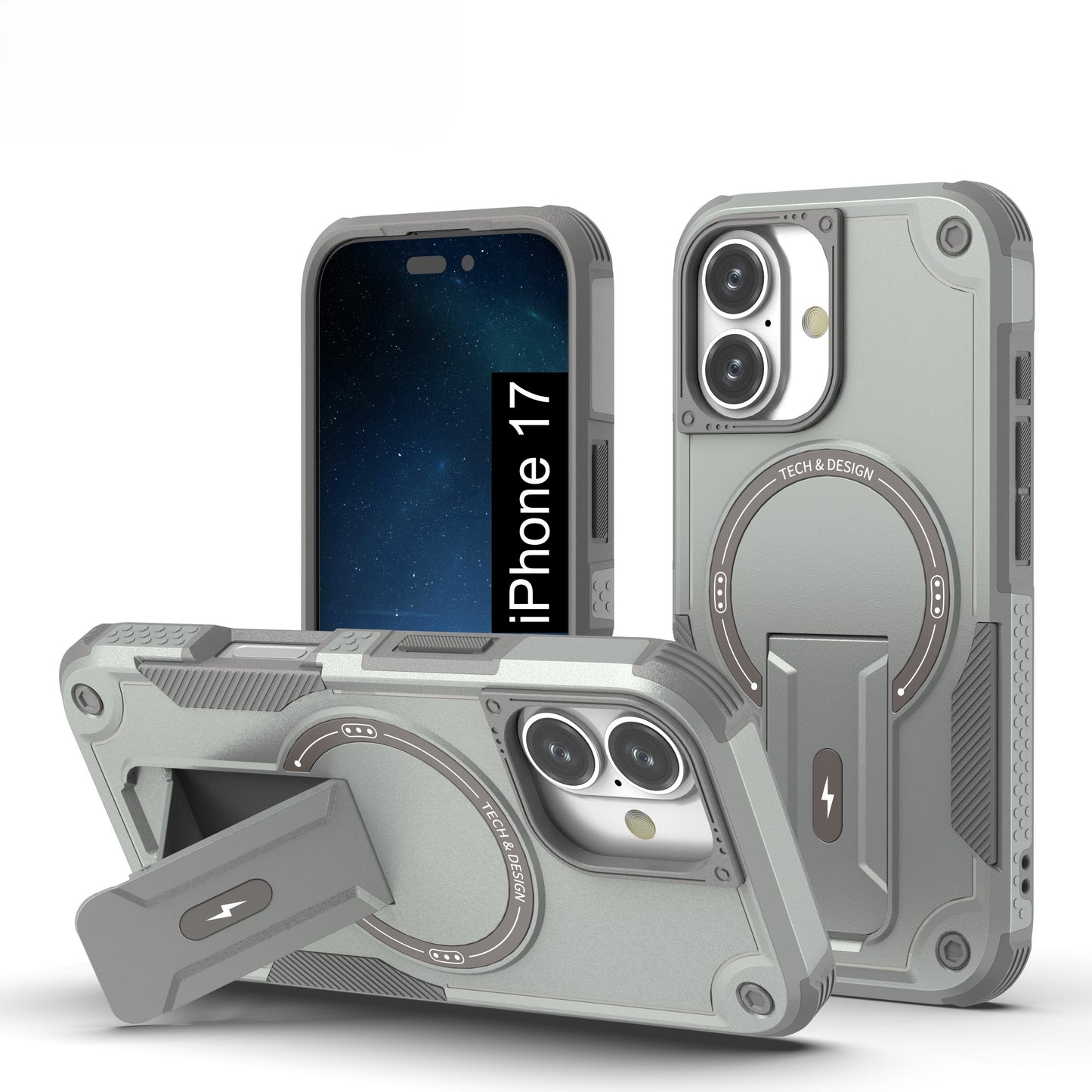 US LITE Back Cover with Portable Kickstand | Mag-Safe Compatible Magnetic Case | Shockproof Military Grade Protection | Rugged Armor Design Phone Cover For iPhone & Samsung