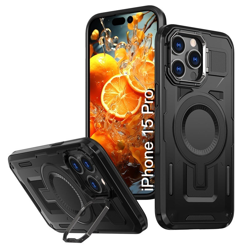 LuxuryKase Rugged Shockproof Magnetic Case with Kickstand | Dual Layer TPU+PC Protection | Mag-Safe Compatible | Camera Guard | Extreme Drop Resistance For iPhone Series