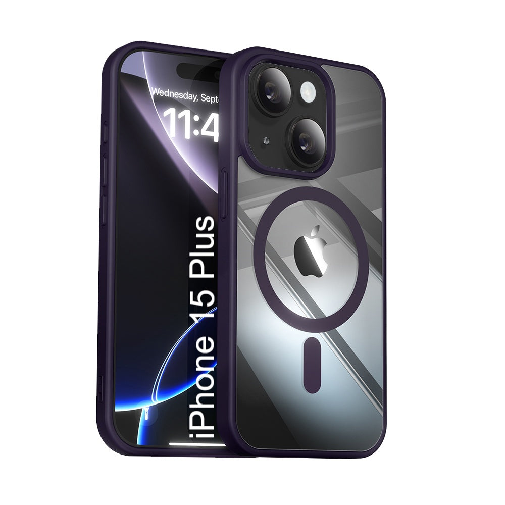 LuxuryKase Mag-Safe Compatible Transparent Back Case with Shockproof Bumper | Raised Camera Protection | Slim Fit Design | Wireless Charging Support For iPhone & Samsung Series