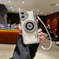 LuxuryKase LK106 3D Japan Korean Leather Pattern Protective Case With Hand Strap Case Cover for iPhone Series