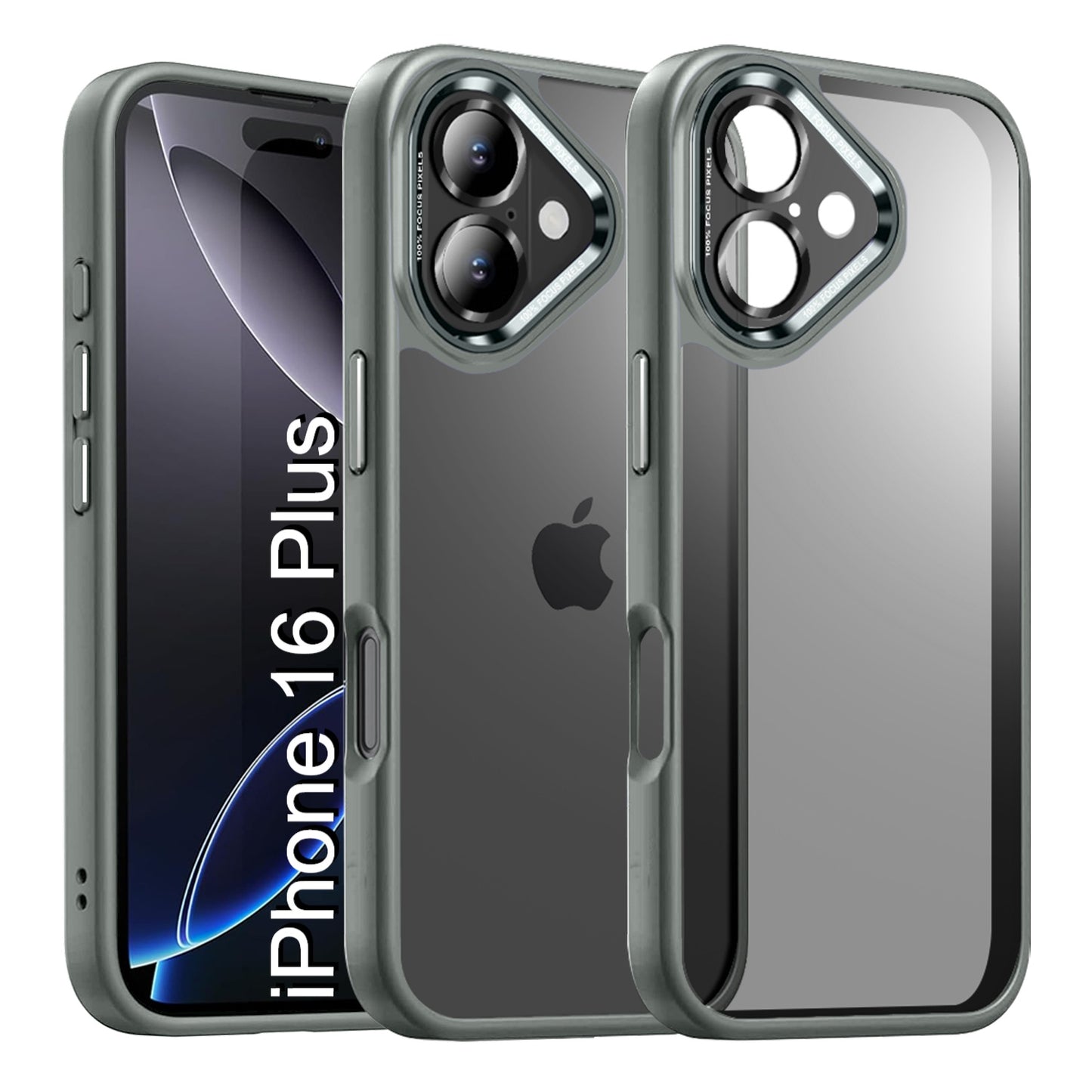 LuxuryKase Shockproof Transparent Back Cover Case | Anti-Scratch Hard PC Back | Soft TPU Bumper | Camera Protection | Slim Fit Design Case For iPhone 16 & 16 Plus