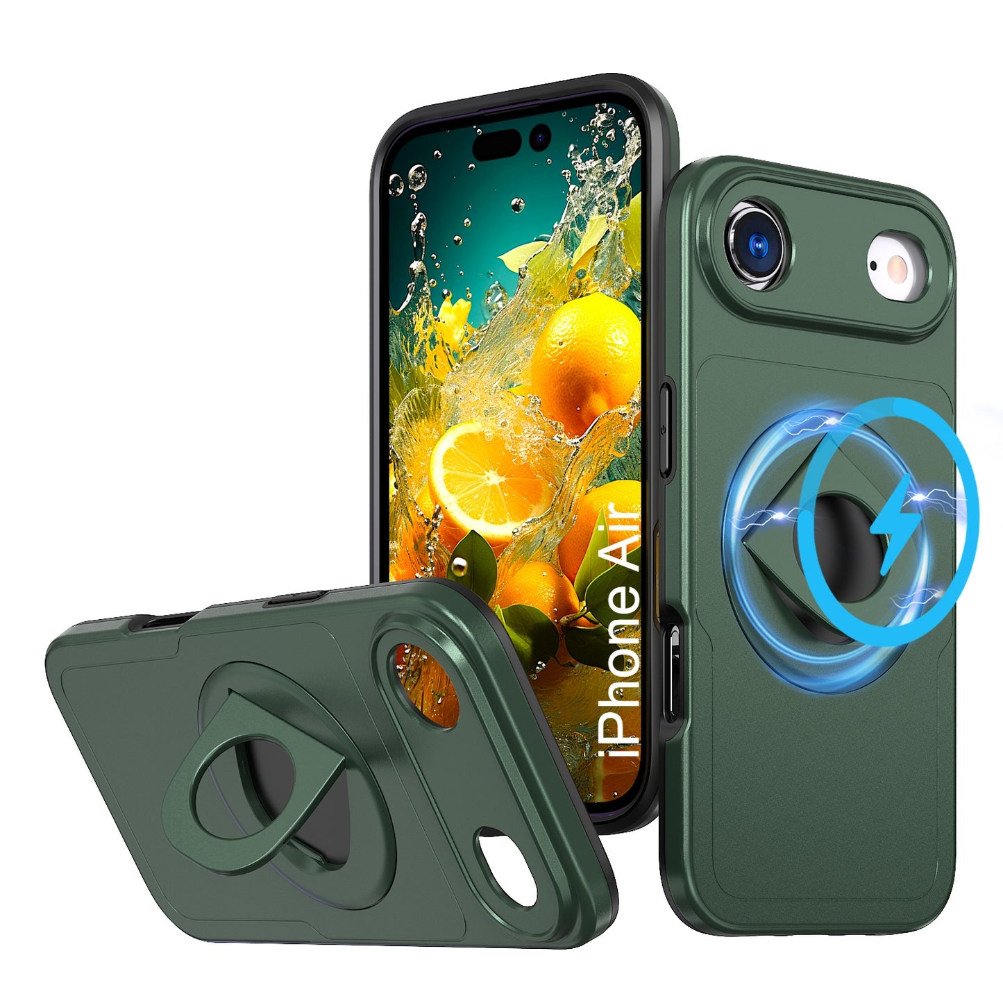 LuxuryKase Shockproof Rugged Back Cover | Heavy Duty Armor Case with MagSafe Compatible 360° Ring Holder | Finger Ring Kickstand | Drop Protection For iPhone & Samsung Series