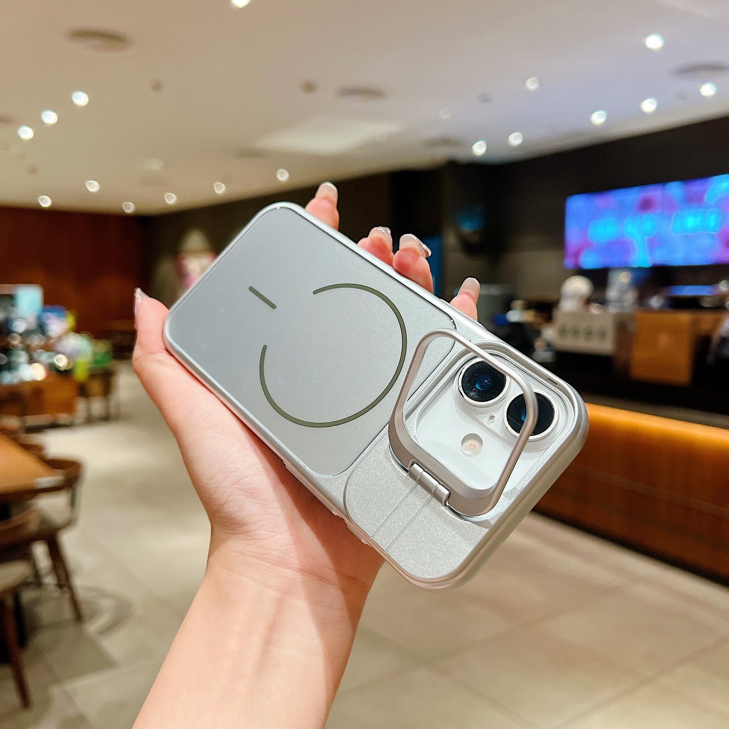 LuxuryKase Premium Glass Case | Built-in Camera Stand | Hard PC & Glass | MagSafe Compatible | Raised Edges for Camera & Screen Protection | Shockproof Design For iPhone