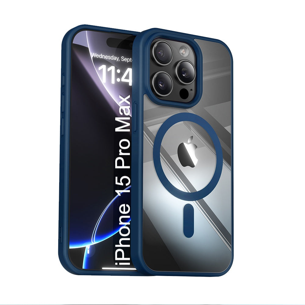 LuxuryKase Mag-Safe Compatible Transparent Back Case with Shockproof Bumper | Raised Camera Protection | Slim Fit Design | Wireless Charging Support For iPhone & Samsung Series