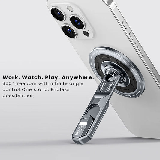 US LITE Magnetic Phone Stand with 360° Rotation | Foldable Ring Grip Kickstand | Adjustable Viewing Angle | Stress Relief Switch | Durable Metal Holder for All SmartPhones