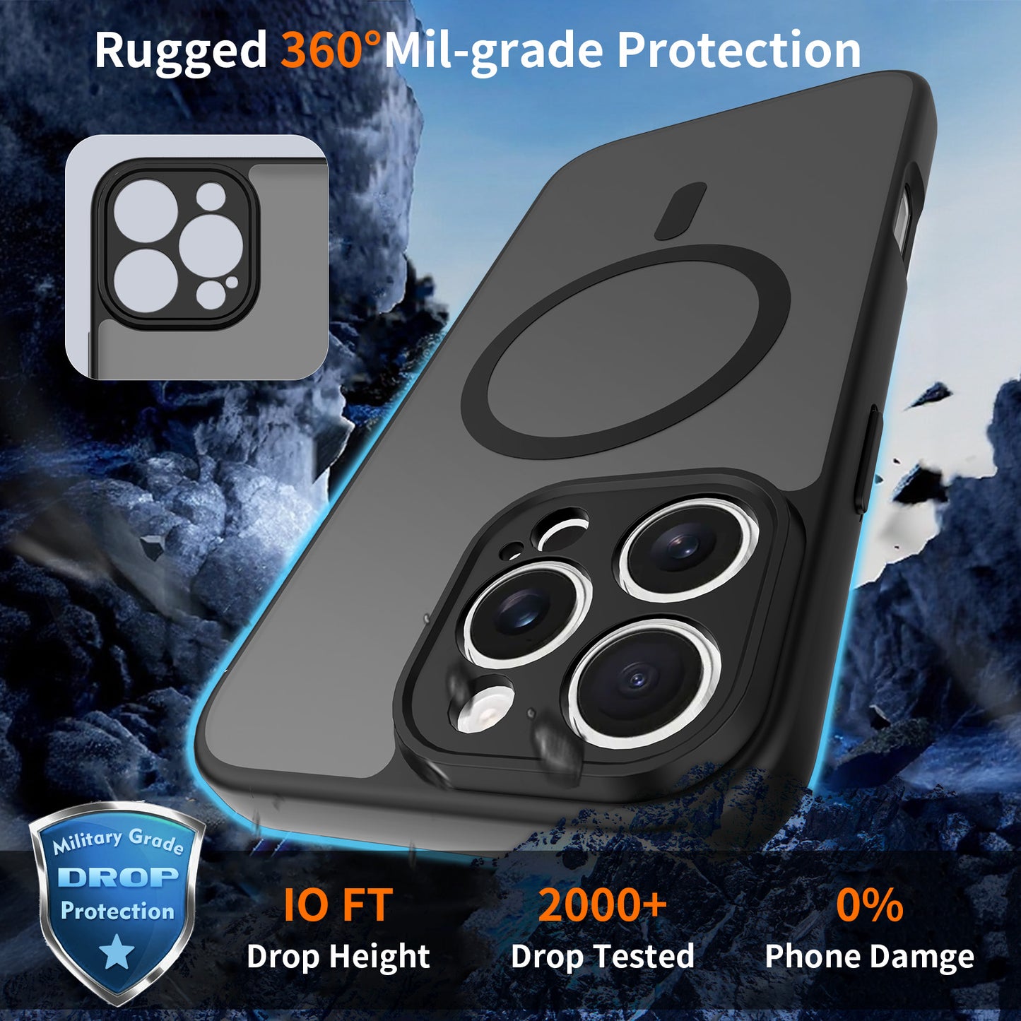 LuxuryKase Hybrid Shockproof Translucent Case | Matte Frosted Hard Back with Soft Edges | Full Camera Protection Bumper | Compatible with MagSafe | TPU & PC For iPhone & Samsung Series