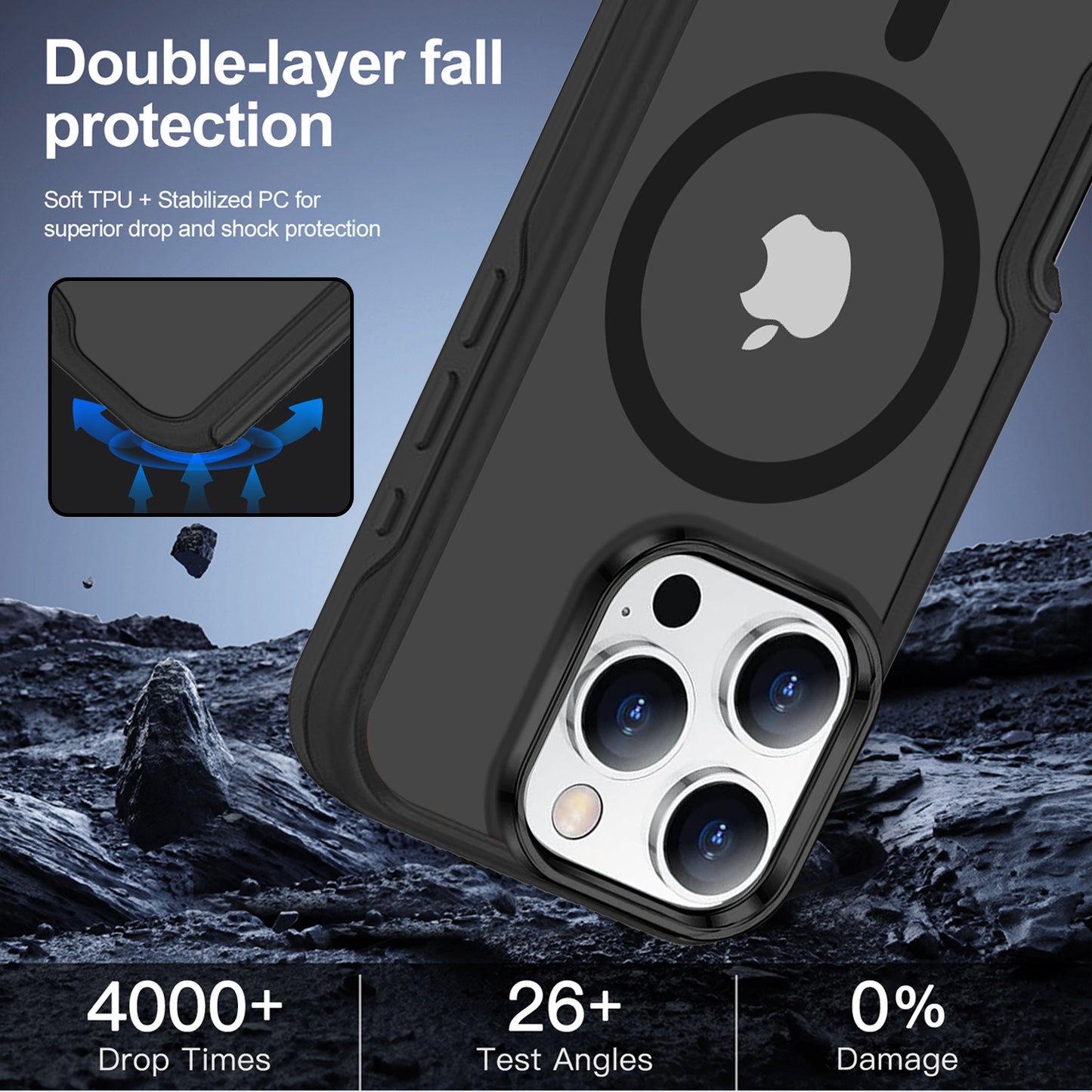 LuxuryKase Shockproof Transparent Matte Back Cover | Mag-Safe Compatible | Camera Protection | Soft TPU Edge | Anti-Yellowing For iPhone 16 & 17 Series