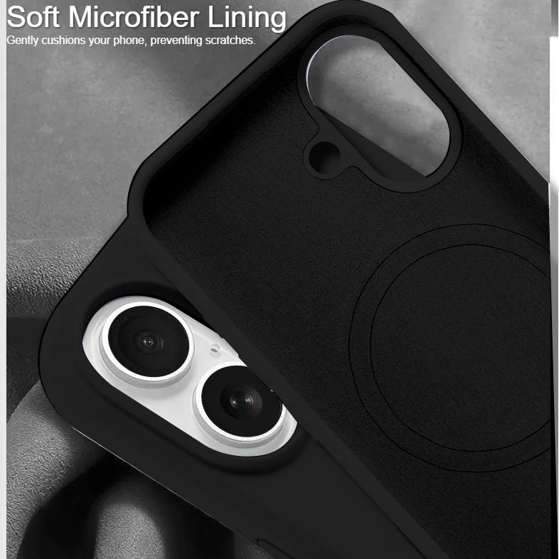 LuxuryKase Silicone Magnetic Case with Soft Microfiber Lining | Mag-Safe Support | Shockproof Protective Cover | Precise Cutouts | Slim Fit Design For iPhone 16 & 16 Plus