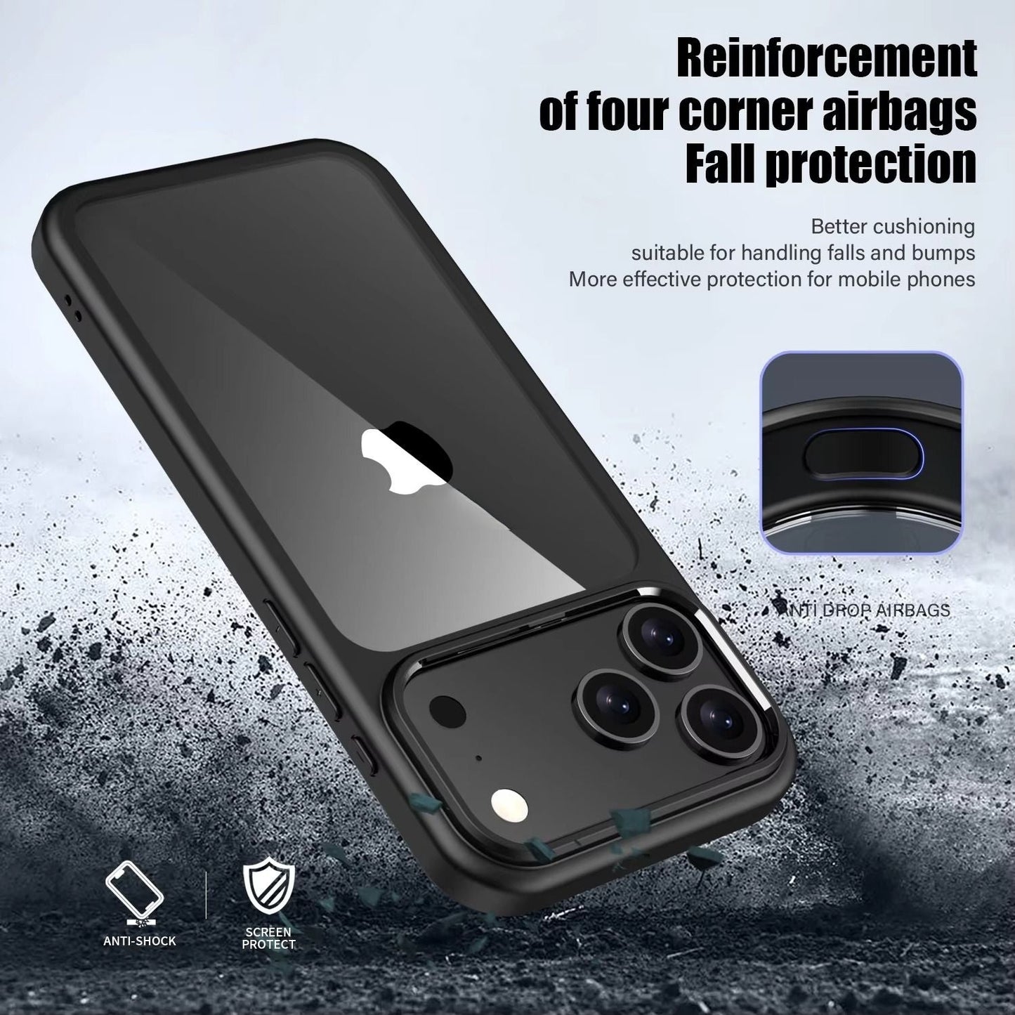 LuxuryKase Hybrid Transparent Shockproof Case | Reinforced Airbag Corners | Soft TPU Frame | Clear Hard PC Back | Anti-Yellowing | Slim Bumper Cover For iPhone