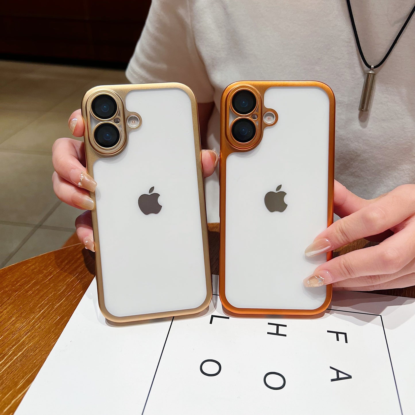 LuxuryKase Hybrid Frosted Clear Case | Matte Hard Back Cover | Metallic Frame | Shockproof Slim Design | Anti-Fingerprint | In-Built Camera Lens Protection For iPhone