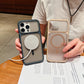 LuxuryKase Hybrid Clear Translucent Case | Matte Dotted Hard PC Back | TPU Textured Grip Frame | Metallic Buttons | Raised Camera Protection | MagSafe Compatible For iPhone