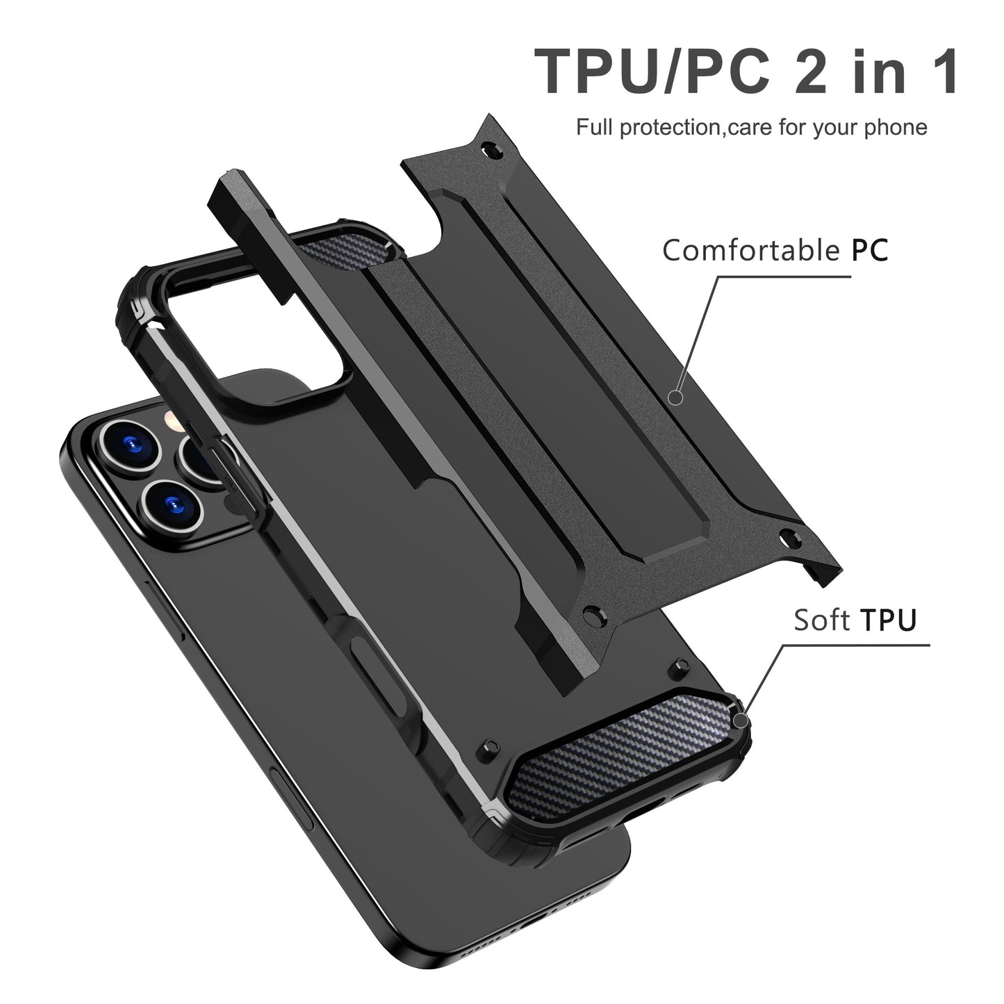 LuxuryKase Rugged TPU+PC Armor Case | Impact-Resistant Design | Anti-Drop Protection | Raised Edges & Precise Cutouts | Heavy Duty Protective Cover