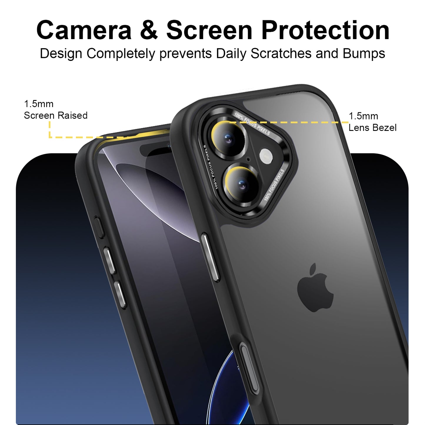 LuxuryKase Shockproof Transparent Back Cover Case | Anti-Scratch Hard PC Back | Soft TPU Bumper | Camera Protection | Slim Fit Design Case For iPhone 16 & 16 Plus