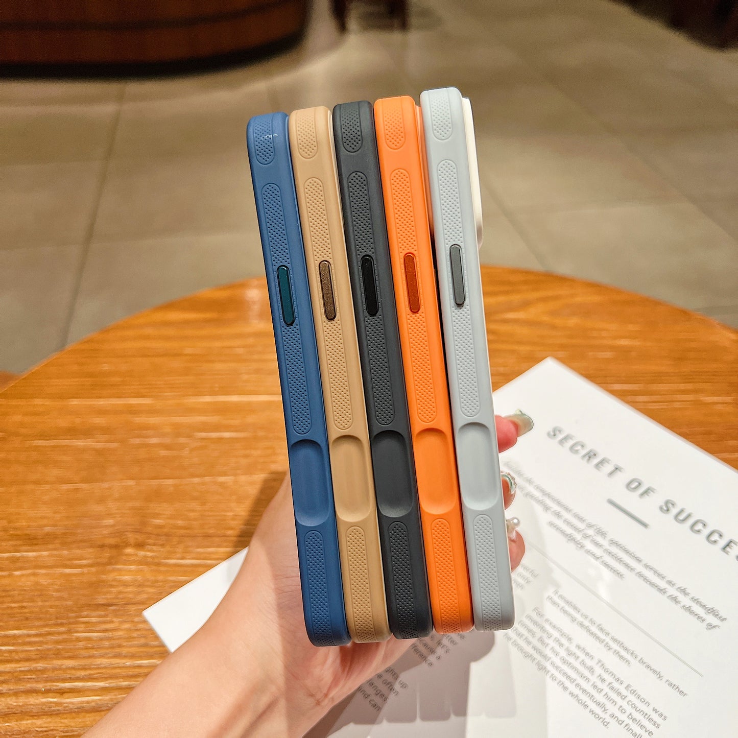 LuxuryKase Hybrid Clear Translucent Case | Matte Dotted Hard PC Back | TPU Textured Grip Frame | Metallic Buttons | Raised Camera Protection | MagSafe Compatible For iPhone