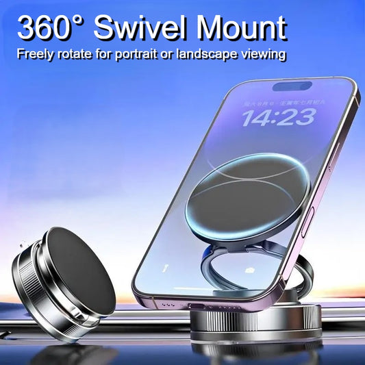 US LITE Magnetic Foldable Mobile Phone Stand with 360° Rotation | Strong Suction Cup | Adjustable Holder for Desk, Kitchen, Bathroom | Compatible with All Phones – Black