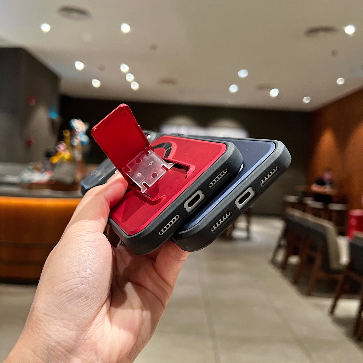 LuxuryKase Hybrid Armour Case | Built-In Foldable Kickstand | Flip Camera Lens Protection Frame Design | MagSafe Compatible | Rugged PC & TPU Cover For iPhone & Samsung Series