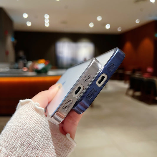 LuxuryKase Hybrid Frosted Clear Case | Matte Hard Back Cover | Metallic Frame | Shockproof Slim Design | Anti-Fingerprint | In-Built Camera Lens Protection For iPhone