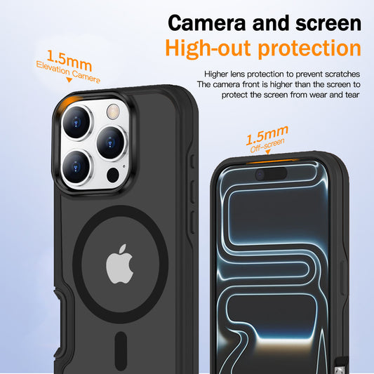 LuxuryKase Shockproof Transparent Matte Back Cover | Mag-Safe Compatible | Camera Protection | Soft TPU Edge | Anti-Yellowing For iPhone 16 & 17 Series
