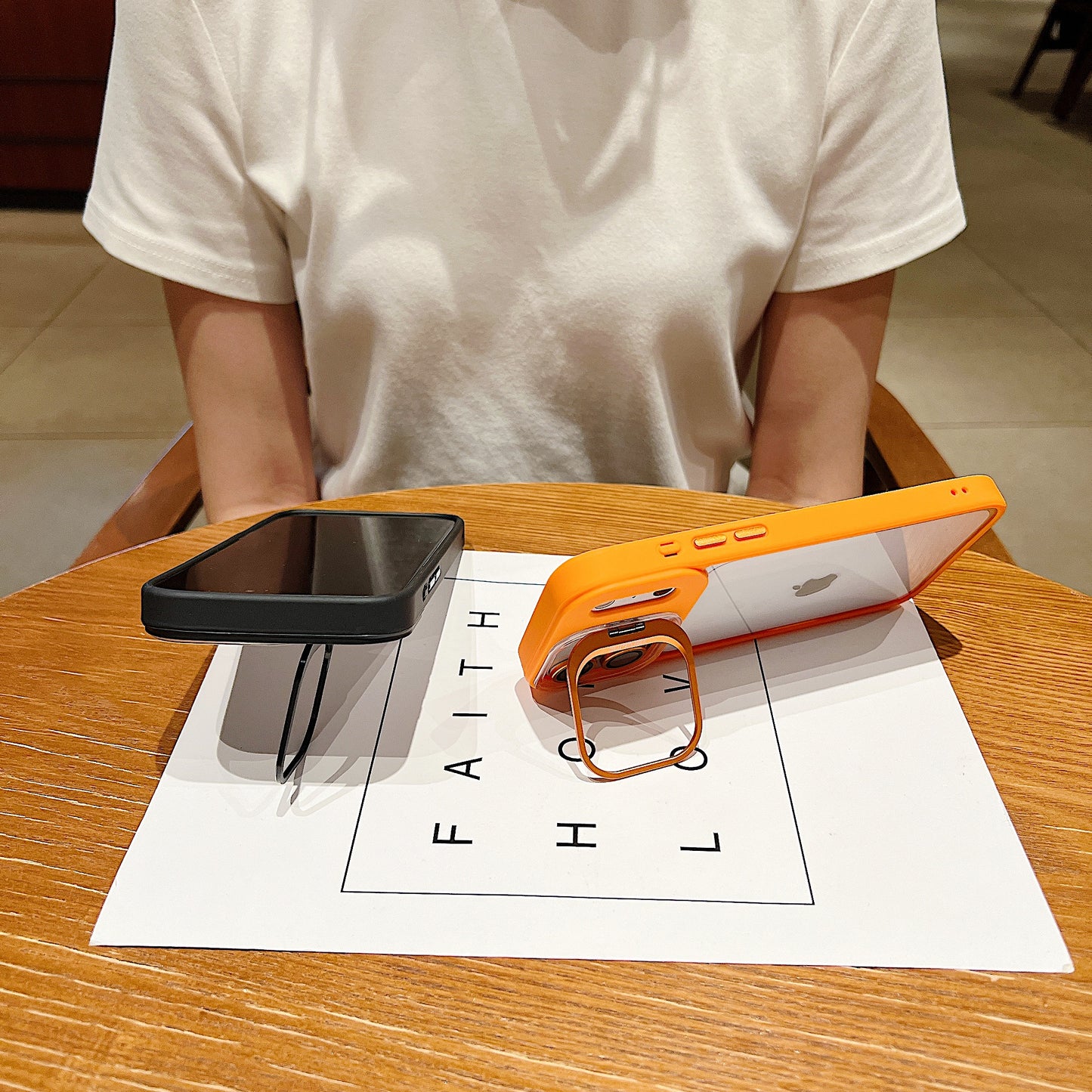 LuxuryKase Clear Case | Metal Lens Protector & 180° Rotating Bracket | Shockproof Transparent Hard Back Cover with Soft TPU Frame For iPhone & Samsung