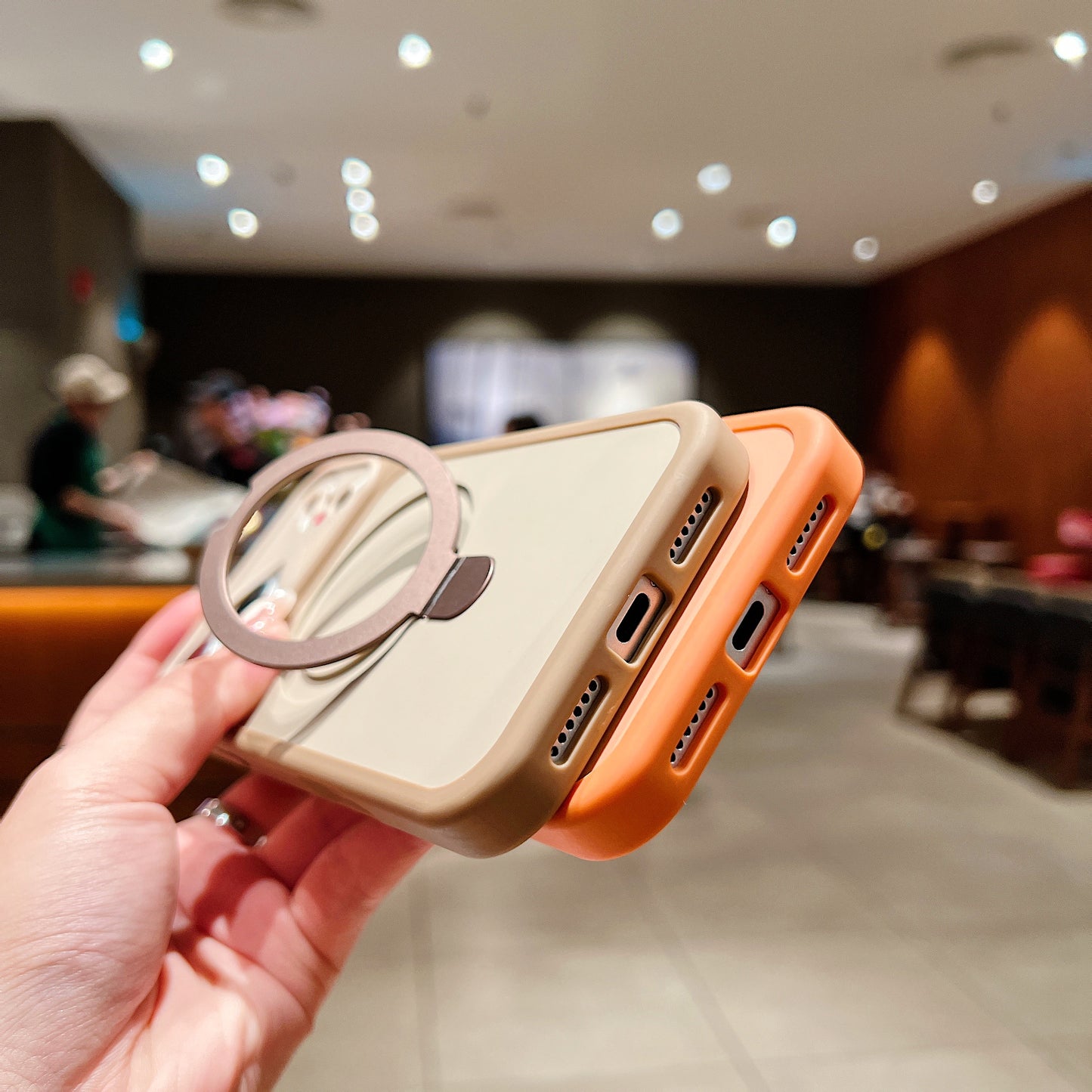 LuxuryKase Magnetic Shockproof Case | Foldable 90° Metal Ring Kickstand | Matte Finish | Futuristic Camera Shield Design | Slim Profile & Mag-Safe Compatible For iPhone & Samsung Series