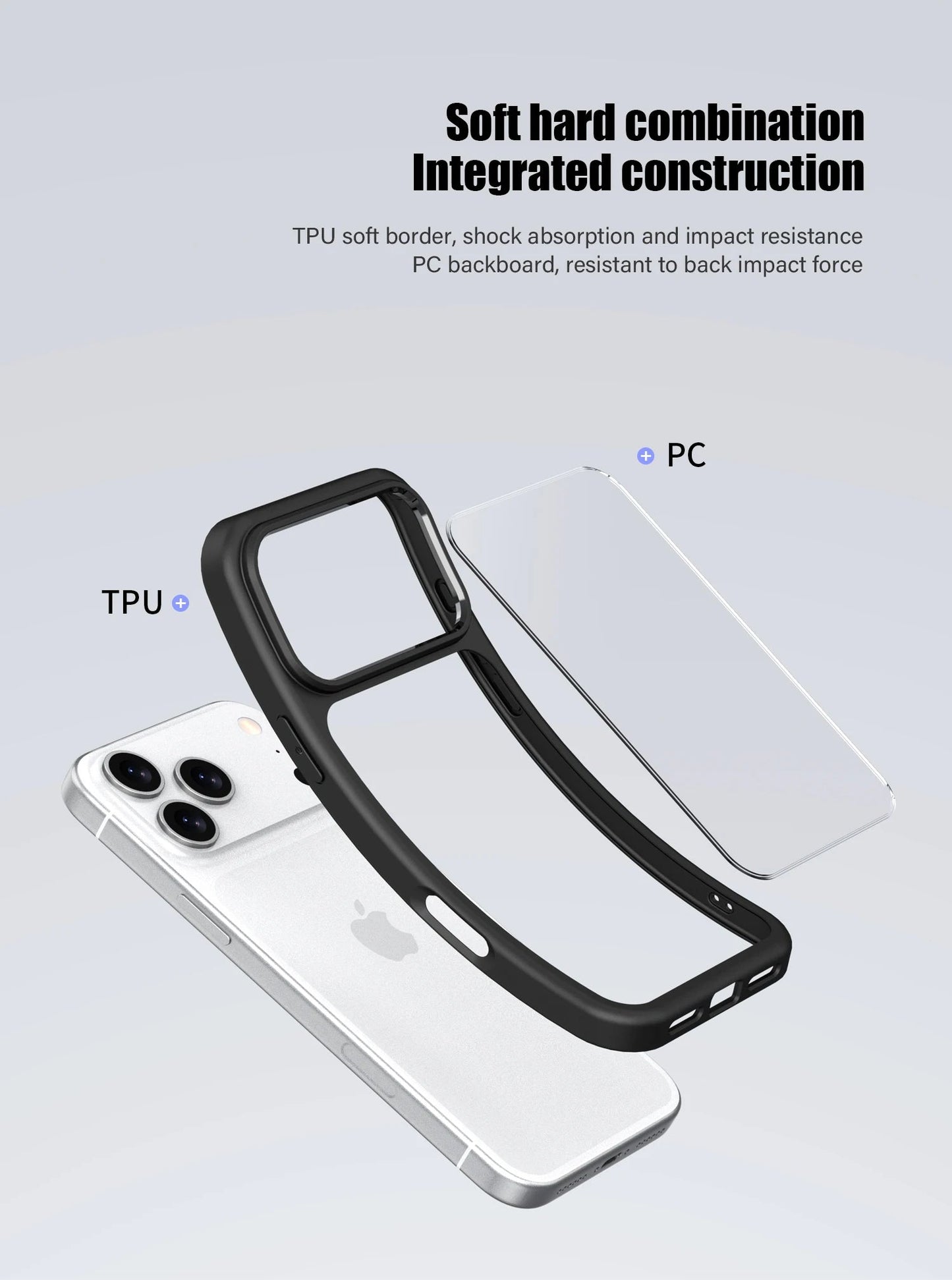 LuxuryKase Hybrid Transparent Shockproof Case | Reinforced Airbag Corners | Soft TPU Frame | Clear Hard PC Back | Anti-Yellowing | Slim Bumper Cover For iPhone