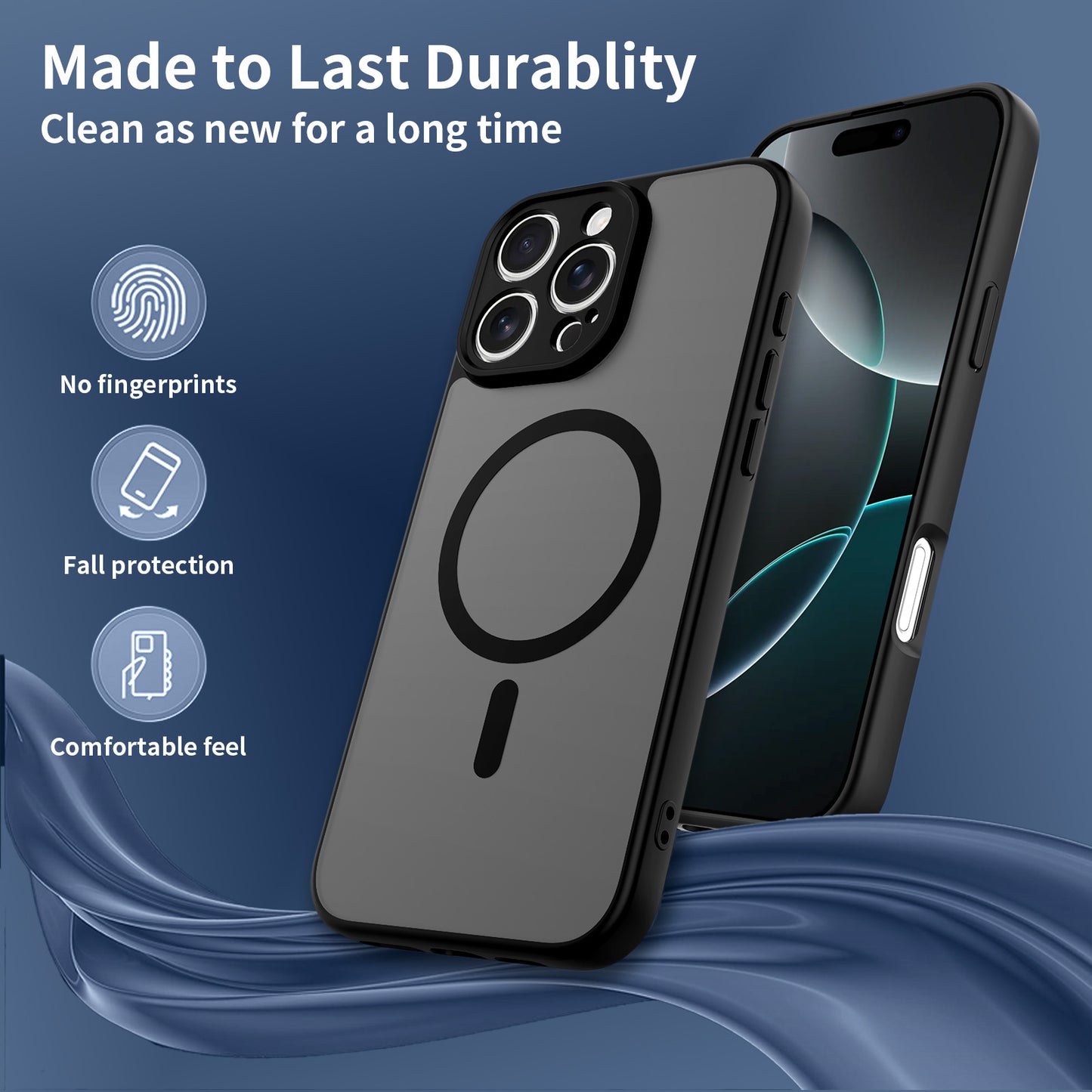 LuxuryKase Hybrid Shockproof Translucent Case | Matte Frosted Hard Back with Soft Edges | Full Camera Protection Bumper | Compatible with MagSafe | TPU & PC For iPhone & Samsung Series