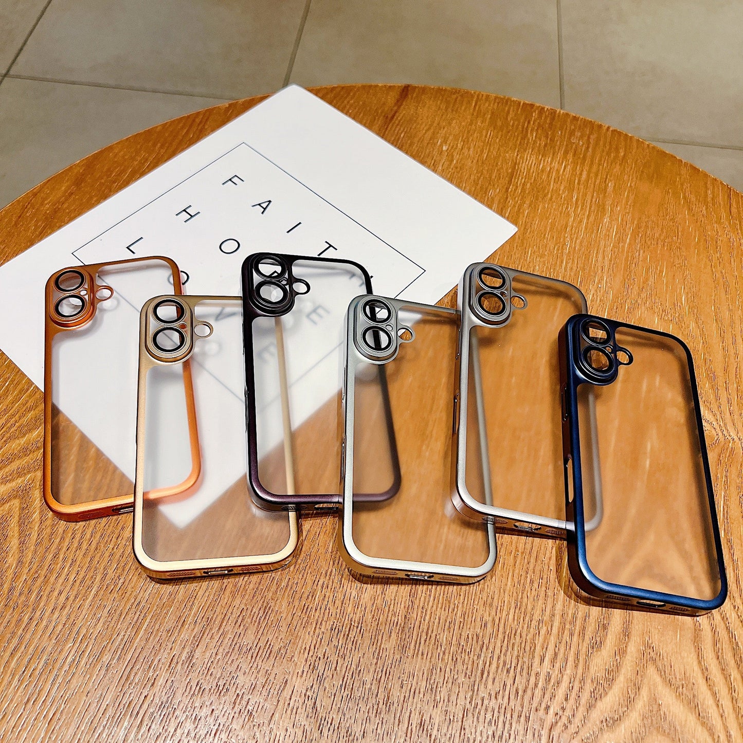 LuxuryKase Hybrid Frosted Clear Case | Matte Hard Back Cover | Metallic Frame | Shockproof Slim Design | Anti-Fingerprint | In-Built Camera Lens Protection For iPhone