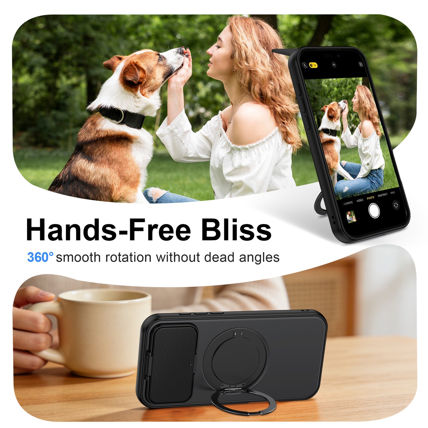 LuxuryKase Tough Armour Magnetic Case | 360° Rotating Ring Stand | Flip Camera Protection Cover | Raised Edges | Drop Protection | MagSafe Compatible For iPhone & Samsung Series