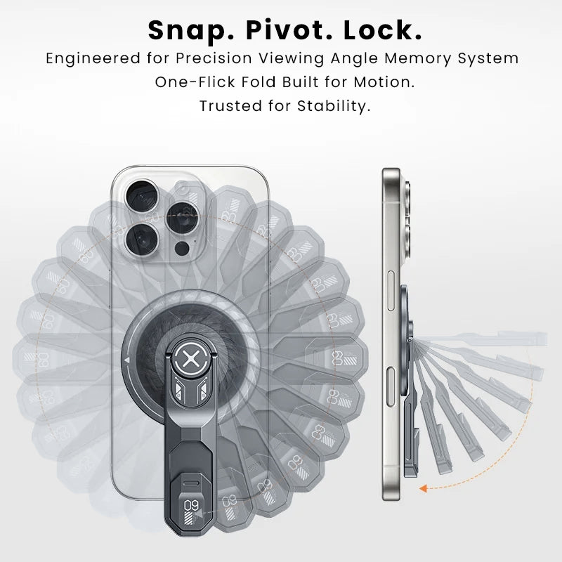 US LITE Magnetic Phone Stand with 360° Rotation | Foldable Ring Grip Kickstand | Adjustable Viewing Angle | Stress Relief Switch | Durable Metal Holder for All SmartPhones